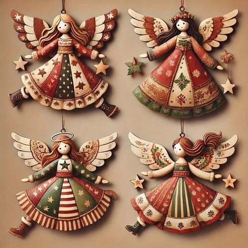 4pcs vintage angel wooden - vintage,