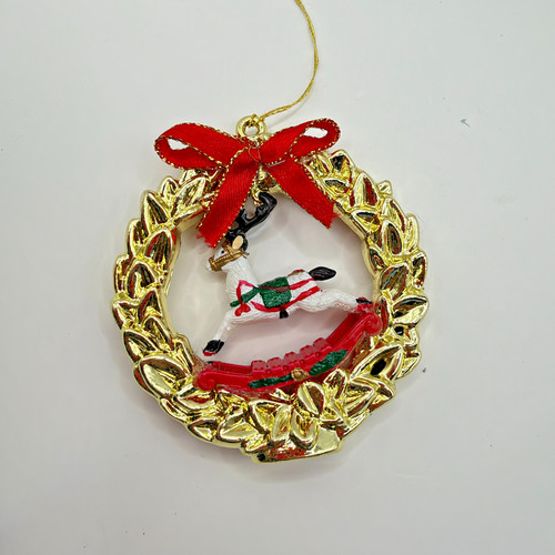 Vintage gold wreath reindeer - vintage,