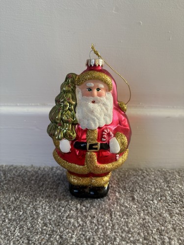 Vintage glass santa claus - glass,