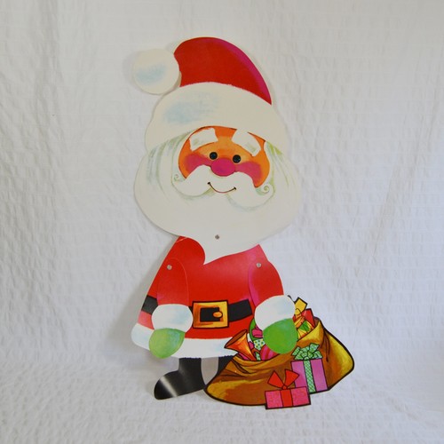 Vintage cardboard santa - vintage,