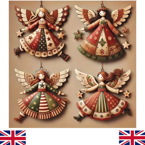 4pcs vintage angel wooden - 4pcs,
