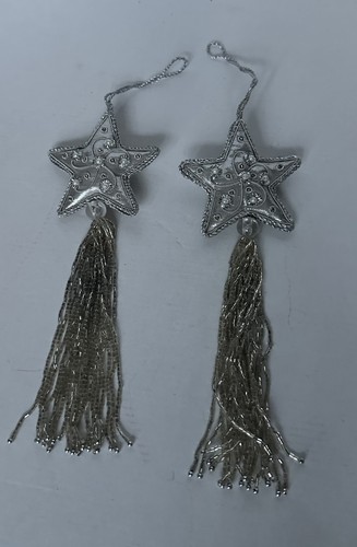 Vintage fabric beaded silver - 2,