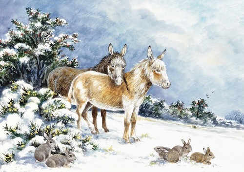Vintage christmas card little - card,