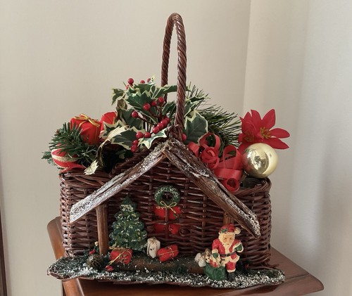 Vintage christmas basket with - vintage,