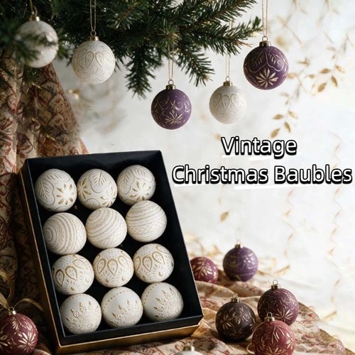 12pcs 8cm vintage christmas - 12pcs,