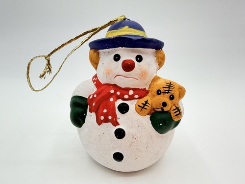 Vintage clay bauble snowman - vintage,