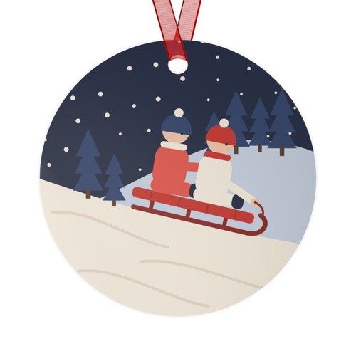 Sledding christmas ornament - sledding,