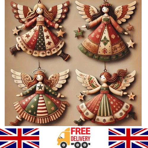 4pcs vintage angel - 4pcs, wooden
