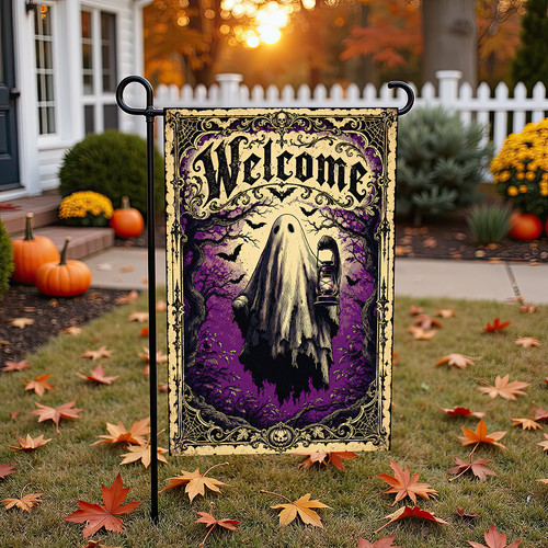 Halloween garden flag ghost - garden,
