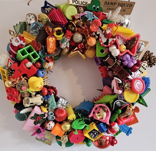 Vintage retro christmas wreath - vintage,